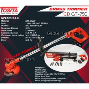 2 Mesin Potong Rumput Baterai ORIGINAL TOSITA GRASS TRIMMER CD GT-750